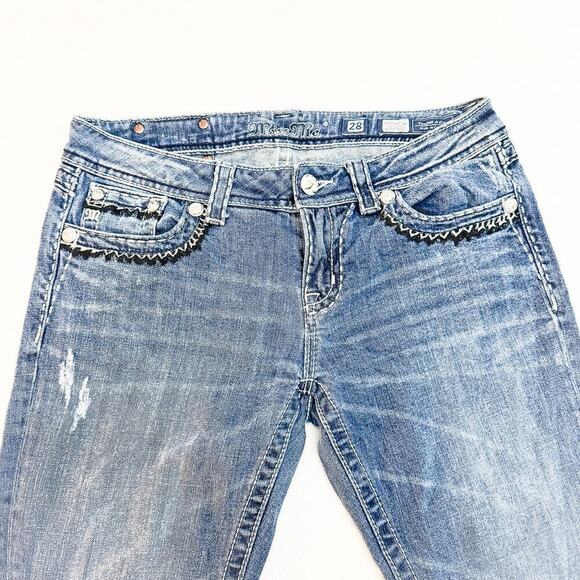 Miss Me Easy Boot Bootcut Denim Jean Fleur De Lis Size 28 - Picture 6 of 9